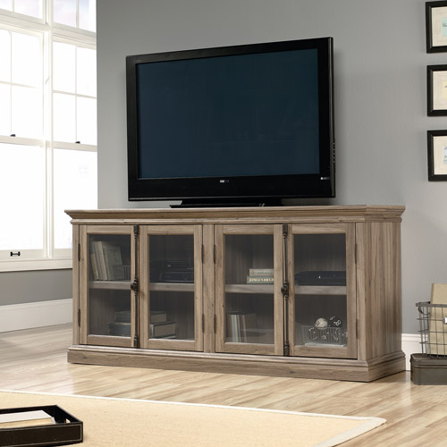 Sauder Barrister Lane Credenza, for TVs up to 80'', Salt Oak