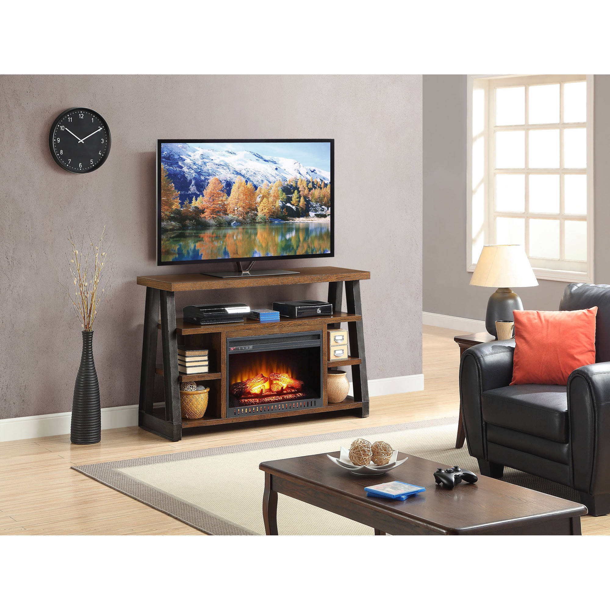 Whalen Industria Media Fireplace, Brown