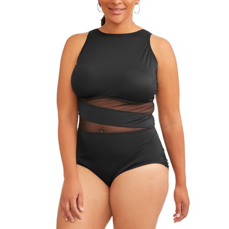Women's Plus-Size Mesh High Neck One-Piece (The Best Plus Size Swimwear)