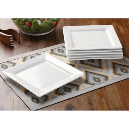 Chinese Bouquet Salad Plate - Better Homes & Gardens Square Salad Plates, White, Set of 6