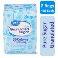 (2 Pack) Great Value Pure Cane Sugar, 4 lb
