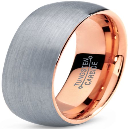 - Tungsten Wedding Band Ring 7mm for Men Women Comfort Fit 18K Rose Gold Plated Plated Domed Brushed Lifetime Guarantee