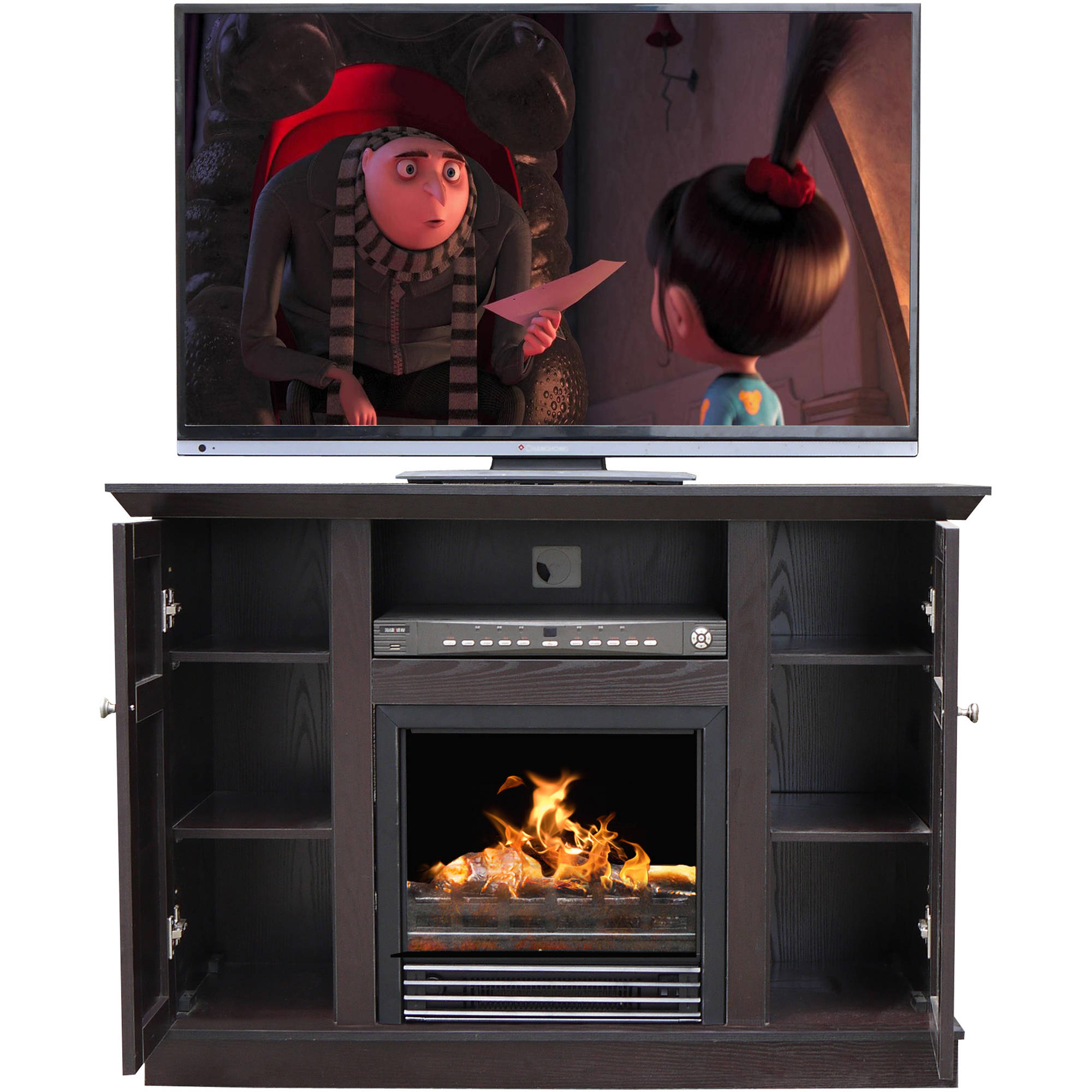 Décor Flame Kingsley 42'' Media Fireplace, for TVs up to 50'', Dark Chocolate