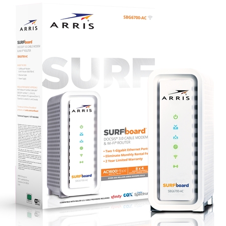 ARRIS SURFboard SBG6700AC DOCSIS 3.0 Wireless Cable Modem/ AC1600 Wi-Fi (Best Wireless Modem Router)