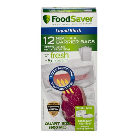 Heatseal Bags - FoodSaver Liquid Block Vacuum Heat-Seal Barrier Bags (12 Count)