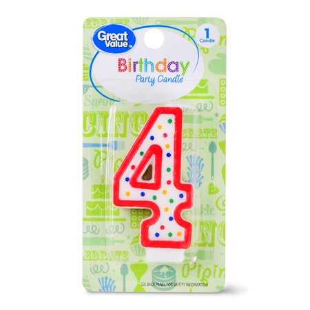 Birthday Party Candle - Great Value Birthday Party Candle, Number 4