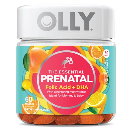 OLLY The Essential Prenatal Multivitamin Gummies, Prenatal Vitamins, Citrus, 90 (Best Prescription Prenatal Vitamin Brand)