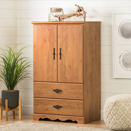 Solid Pine Armoire - South Shore Prairie 2-Door Chest/Armoire, Country Pine