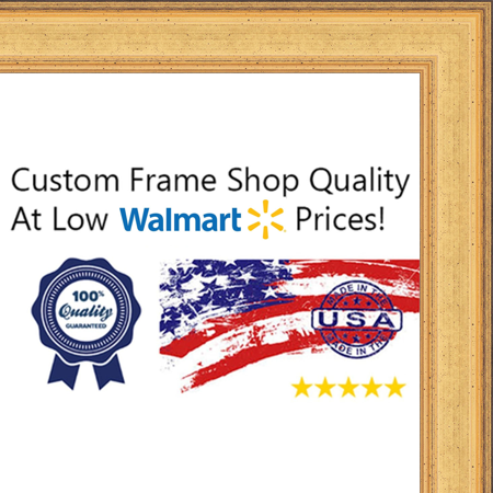 Exquisite Gold Wood Frame - 6x6 - 6 x 6 Elegant Gold Solid Wood Frame with UV Framer's Acrylic & Foam Board Backing - Great For a Photo, Poster