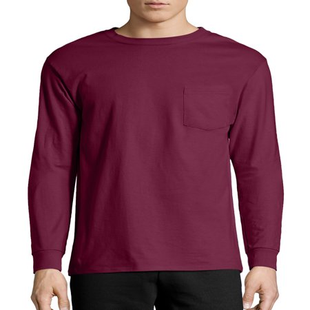 Hanes Long Sleeve Tee - Hanes Big Men's Tagless Long Sleeve Pocket T-shirt