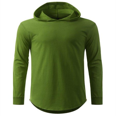 Burgandy Apparel - hooded Elongated Basic Drop Tail Long Sleeve T-Shirt