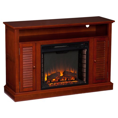 Southern Enterprises Buckhead Media Console Fireplace - Classic Mahogany