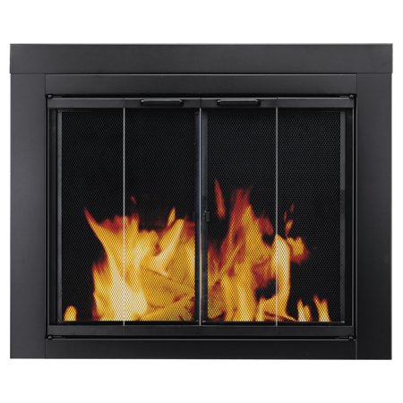 Fireplace Mesh Doors - Pleasant Hearth Ascot Black Fireplace Glass Doors - Medium