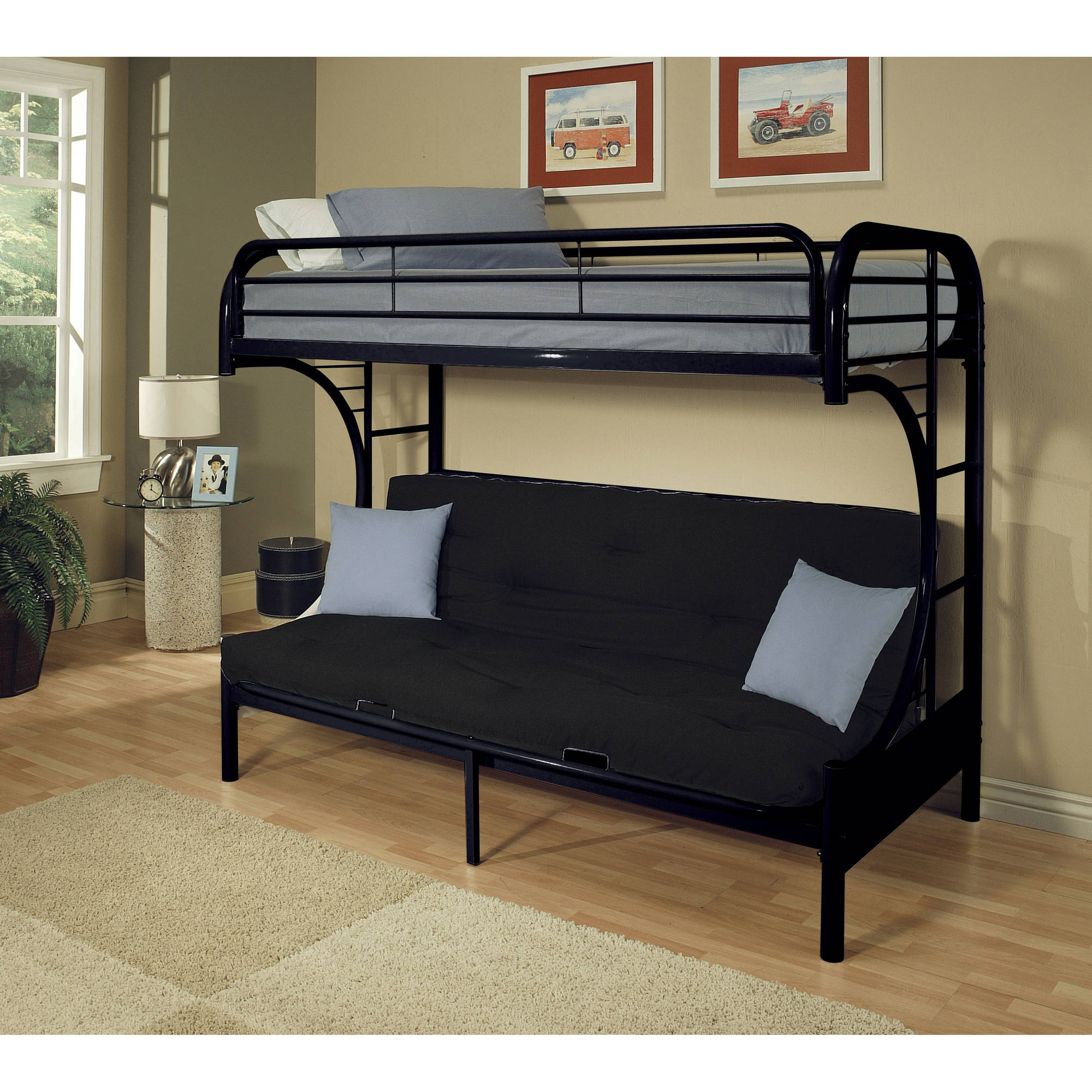 Eclipse Twin XL/Queen/Futon Bunk Bed, Black