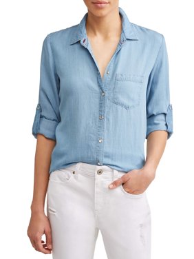 Chambray Button Down Pocket Shirt Women's