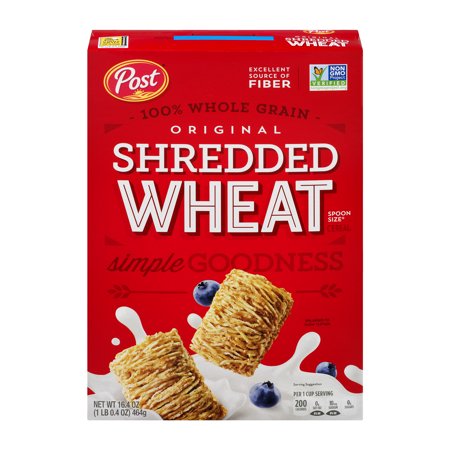 (2 Pack) Post Shredded Wheat Breakfast Cereal, Original, 16.4