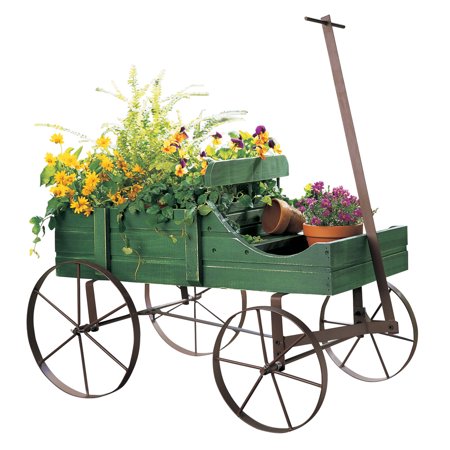 - Collections Etc Amish Wagon Indoor/Outdoor Decorative Planter - Green