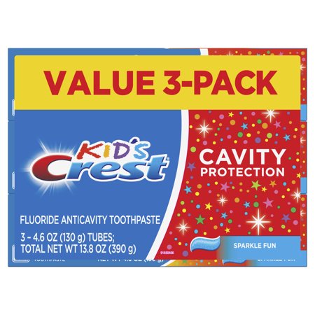 (Pack of 3) Crest Kid's Cavity Protection Toothpaste (children and toddlers 2+), Sparkle Fun Flavor, 4.6 (Best Kind Of Toothpaste)