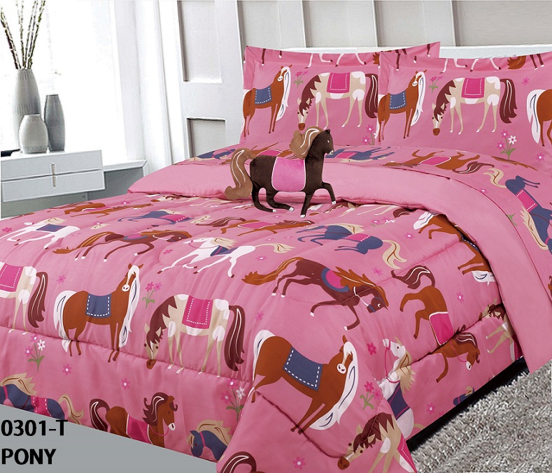 Blue Hearts Hot Pink Full Size 4 Purple Piece Comforter Set Love