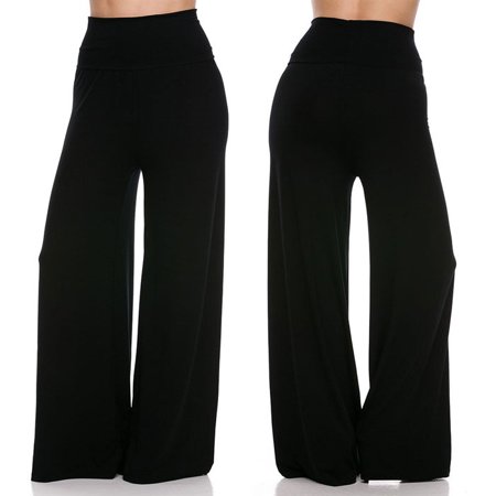 - JED FASHION Women's High Waist Fold-Over Wide Leg Palazzo Pants