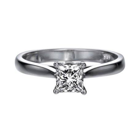 - Princess Cut Moissanite Engagement Ring Charles & Colvard Forever One 5.5MM (1ct DEW) 14k White Gold Classic Solitaire