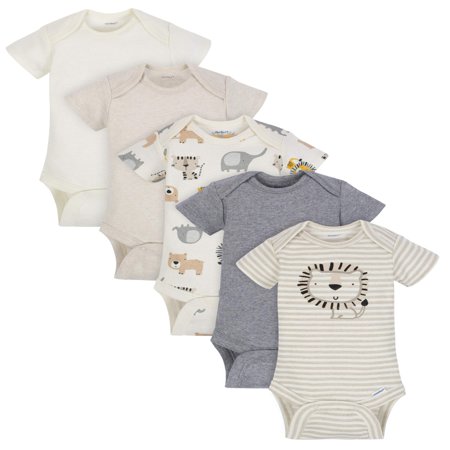 Gerber Organic Cotton Short Sleeve Onesies Bodysuits, 5pk (Baby (Best Time Conceive Baby Boy)