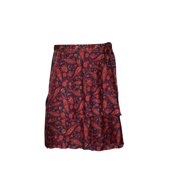 Mogul Silk Wrap Around Skirt Two Layer Reversible Red Printed Premium Magic Short Skirts