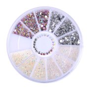 Heepo DIY 3D Nail Art Tips Decoration Charms Round Wheel Crystal Glitter Rhinestones