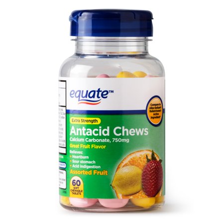 Equate Extra Strength Antacid Assorted Fruit Chewables, 750 mg, 60 Ct ...