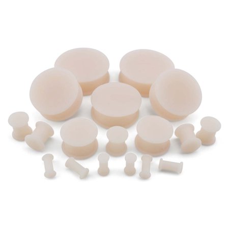 - 0 Gauge (0G - 8mm) Light Skin Tone Silicone Plugs (2 Pieces)