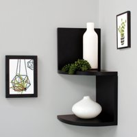 Kiera Grace Priva Set of 2 Black Corner Shelves, 7"