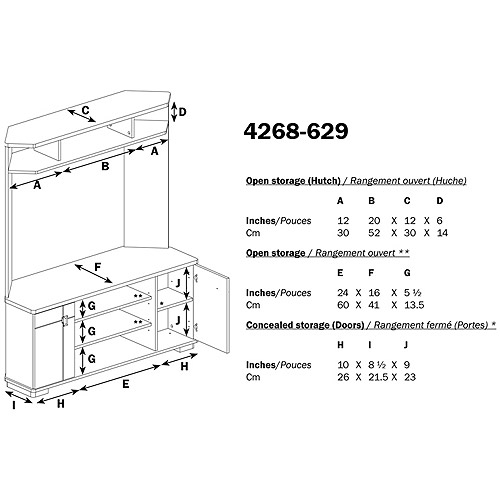 South Shore Vertex Corner TV Unit for TVs up to 42'', Multiple Finishes