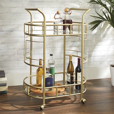 - Better Homes & Gardens Fitzgerald 2-Tier Bar Cart, Gold