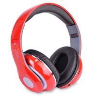 Bluetooth Rechargeable Over Ear Headset Foldable Wireless Wired Headphones with Memory Card Slot Built-In FM Tuner Microphone Audio Cable for Phone TV Computer MP3 Player