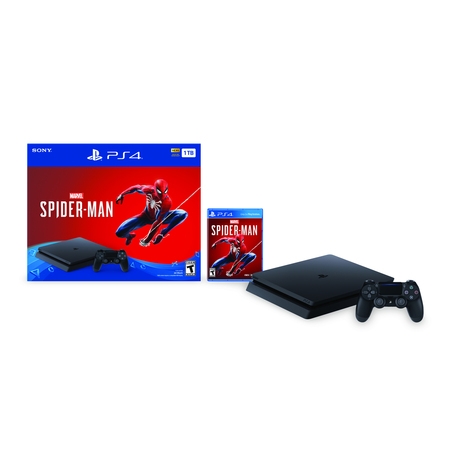 Sony PlayStation 4 Slim 1TB Spiderman Bundle, Black,