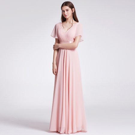 Ever-Pretty Womens Formal Evening Floor-Length Short Sleeve Mother of the Bride Maxi Dresses for Women 09890 Pink (Best Wedding Dress Styles For Petite Brides)