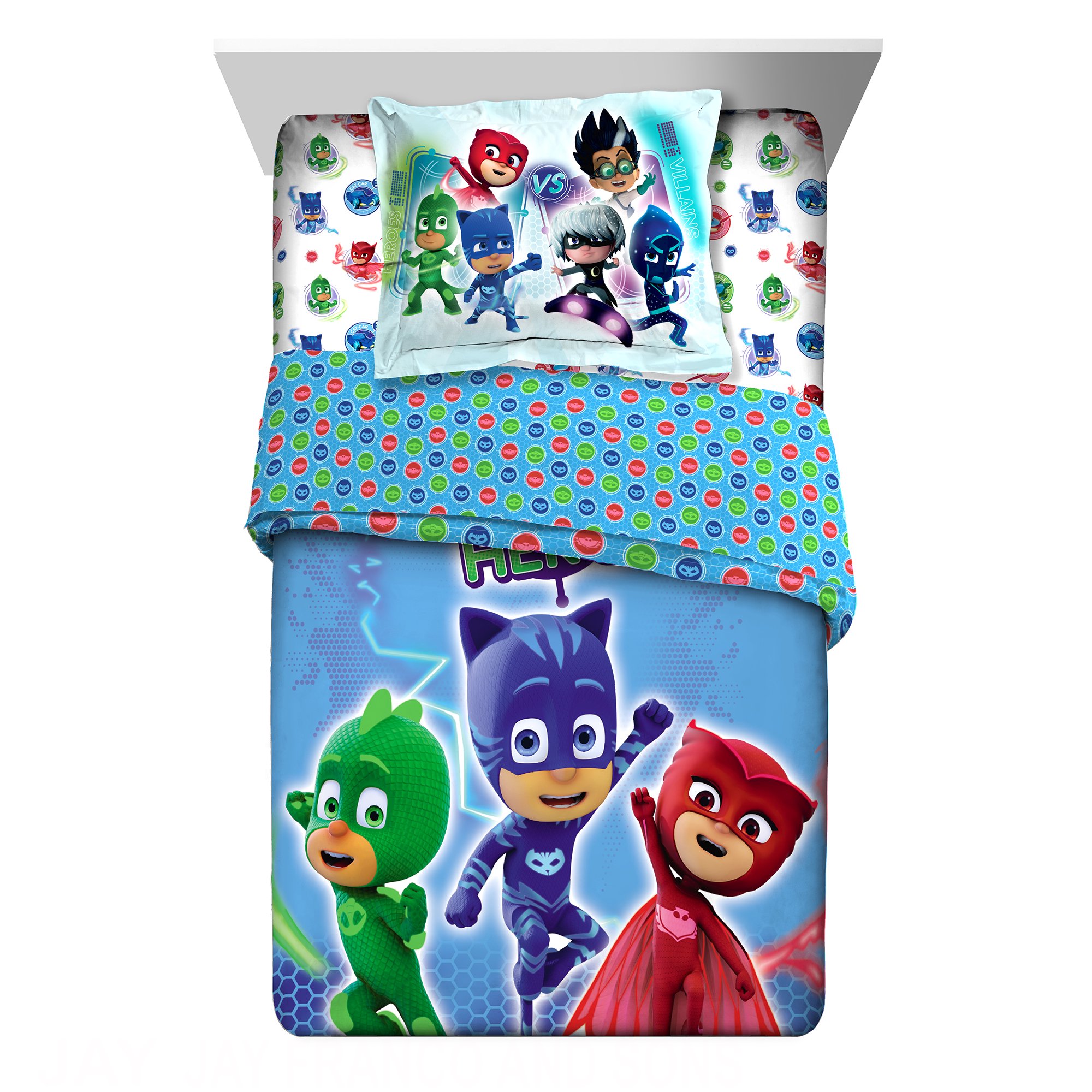 PJ Masks On Our Way Twin Full Comforter with Sham, 2 Piece