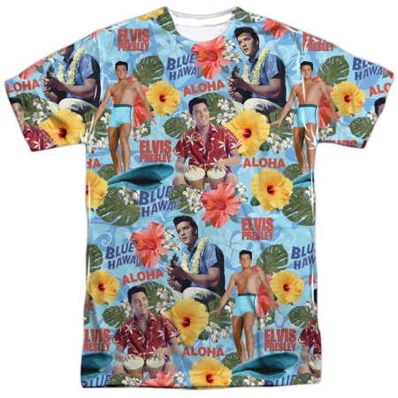 Elvis Presley King of Rock 1950's Icon Hawaiin Shirt Adult Front Print T-Shirt