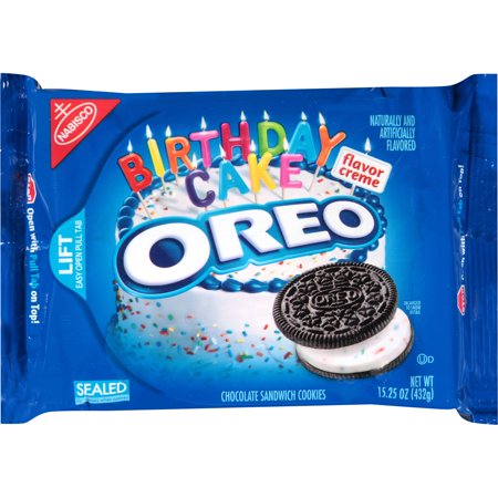 Oreo Birthday Cake Flavor Creme Chocolate Sandwich Cookies