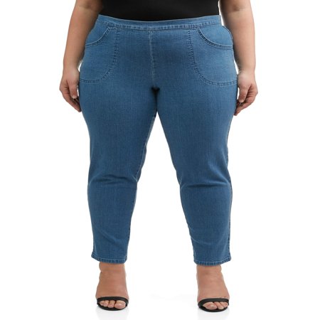 just my size women's plus size pull on stretch woven pants