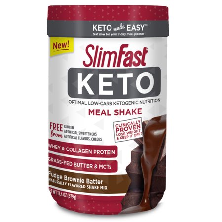 SlimFast Keto Meal Replacement Shake Powder, Fudge Brownie