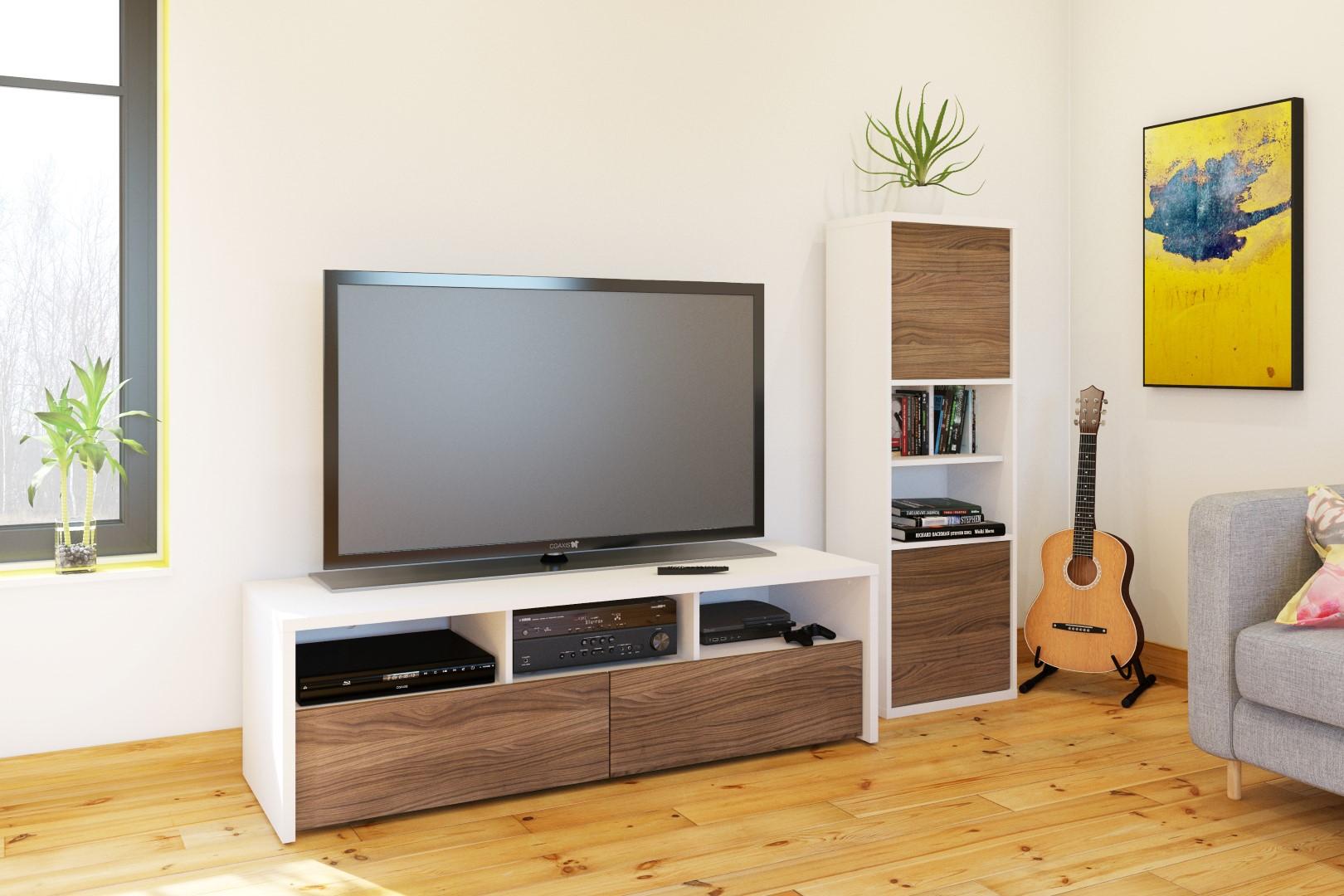 Nexera Liber-T Modular Design Your Own Storage and Entertainment System - 60 in. TV Stand - White and Espresso