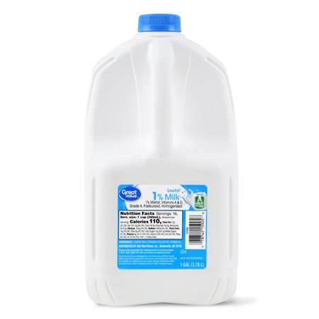 Great Value 1% Low-fat Milk, 1 Gallon, 128 Fl. Oz. - Walmart.com