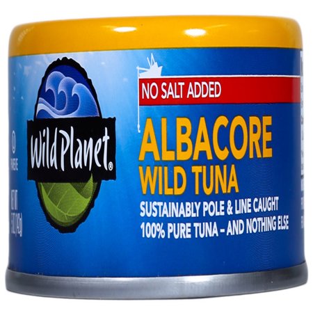 - (4 Pack) Wild Planet Wild Albacore Tuna No Salt, 5 oz Can