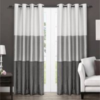Exclusive Home Chateau Striped Faux Silk Grommet Top Curtain Panel, Set of 2