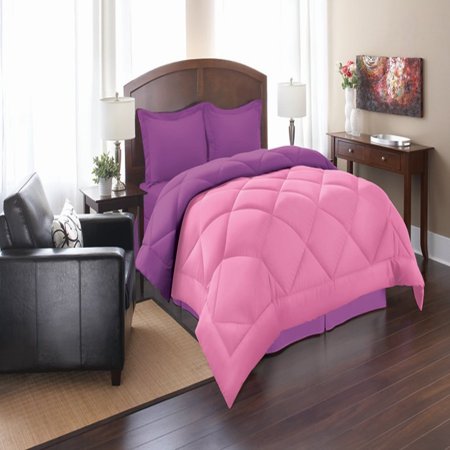 - Elegant Comfort Goose Down Alternative Reversible 3pc Comforter Set- Available In A Few Sizes And Colors , King/Cal King, Pink/Purple