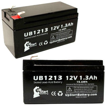 - 2x Pack - Interstate Batteries BSL1005 Battery Replacement - UB1213 Universal Sealed Lead Acid Battery (12V, 1.3Ah, 1300mAh, F1 Terminal, AGM, SLA) - Includes 4 F1 to F2 Terminal Adapters