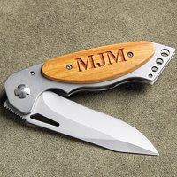 Personalized Pocket Knife with Wood Handle