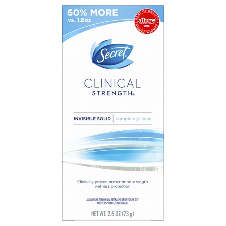 Secret Clinical Strength Antiperspirant and Deodorant for Women Invisible Solid, Completely Clean 2.6