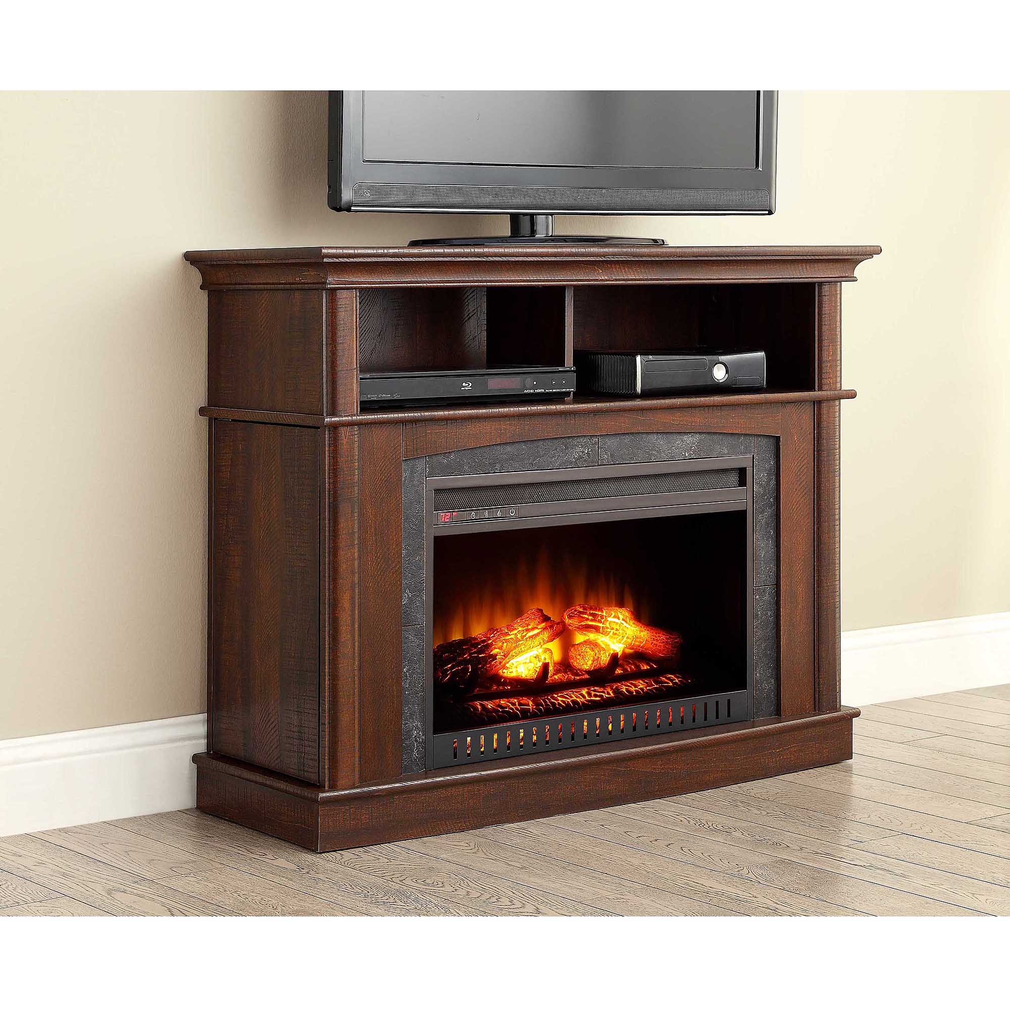 Whalen Media Fireplace Console, Rustic Brown